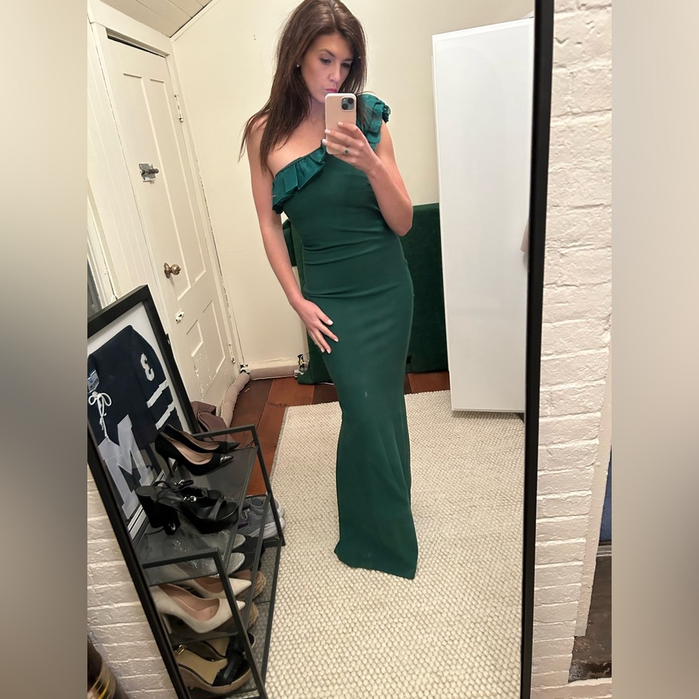 Chiara Boni Green One-Shoulder Sheath Dress for Weddings